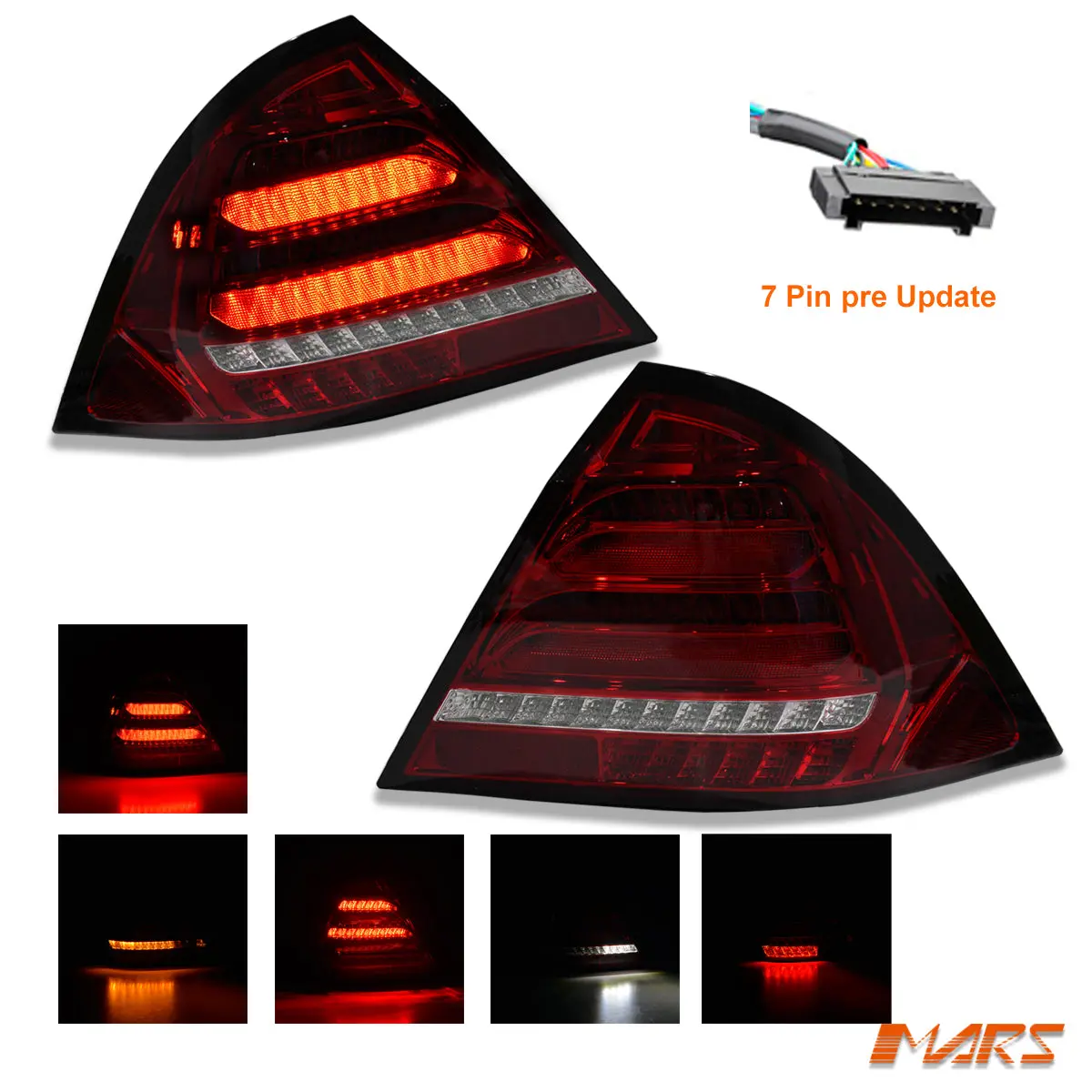 Red Clear Led 3D Stripe Bar Tail Lights With Sequential Indicators For Mercedes-Benz C-Class W203 Sedan 2005-2007 1