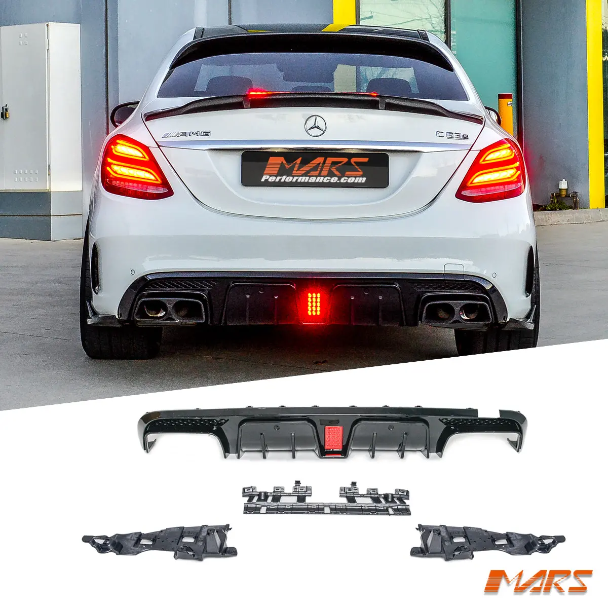 Brabus Style Rear Bumper Bar Diffuser Bodykit For Mercedes-Benz W205 Sedan & S205 Wagon Amg Package & C43 C63-S 1