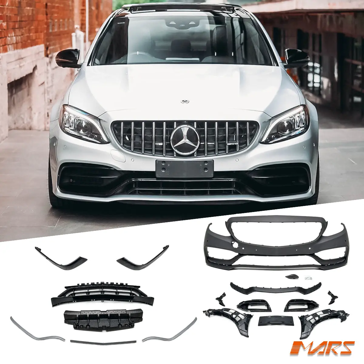 C63-S Style Front Bumper Bar Bodykit For Mercedes-Benz C-Class W205 Sedan & C205 Coupe 2015-2022 & C43 Amg 1