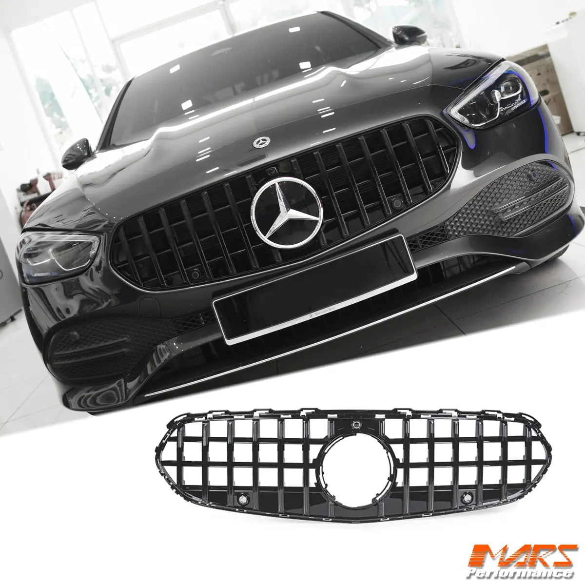 Black Panamericana C63 Style Front Grille Grill Bodykit For Mercedes-Benz C-Class W206 With Non Amg Sport Bumper Bar 2022-2025 1