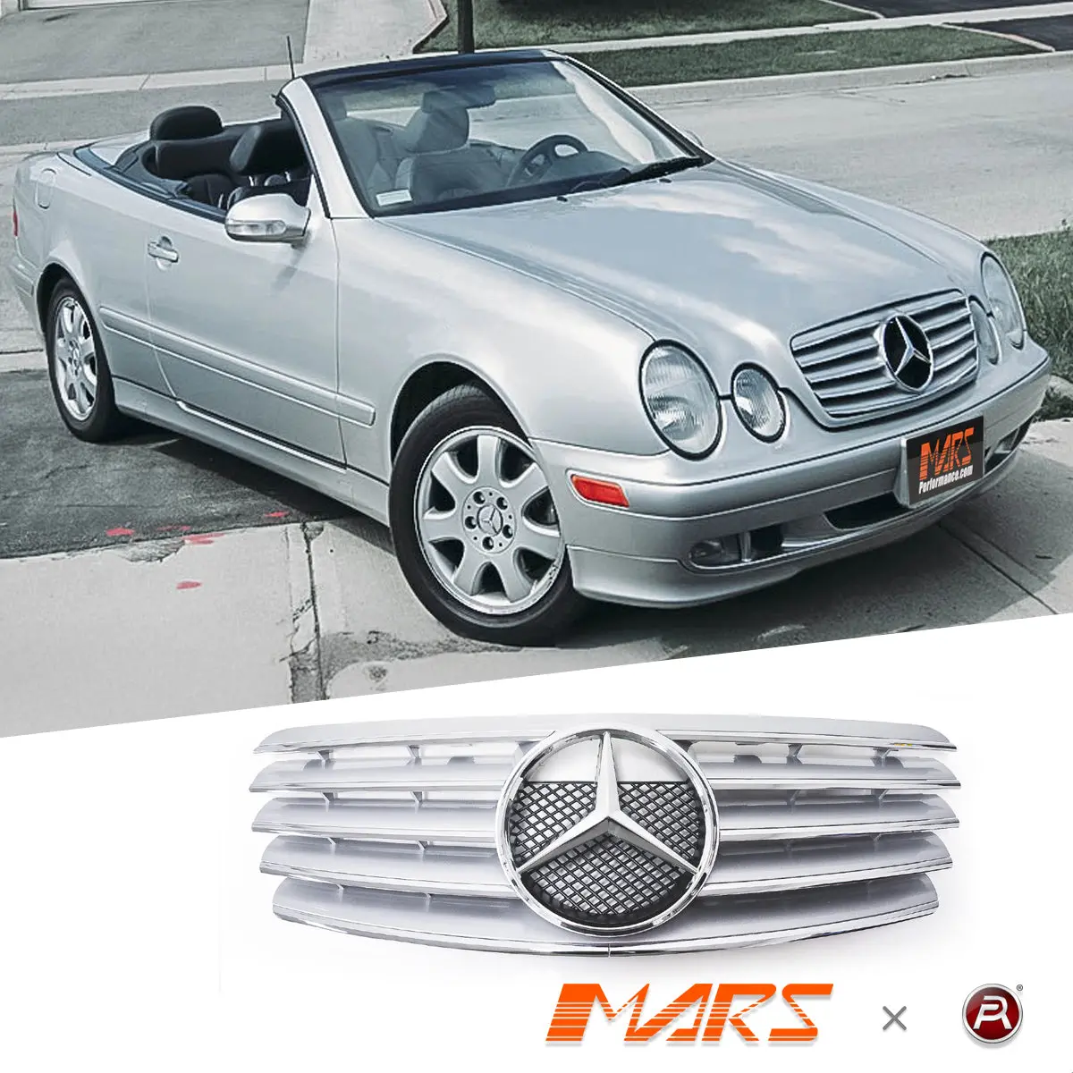 Chrome Silver Cl5 Front Grill Grille Bodykit For Mercedes-Benz Clk-Class W208 C208 1997-2002 1