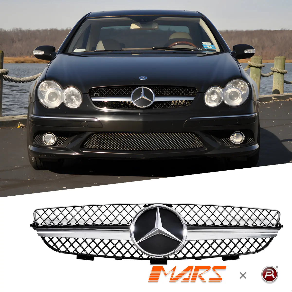 Sls Amg Style Front Grille Grill Bodykit For Mercedes-Benz Clk W209 C209 2002-2009 1