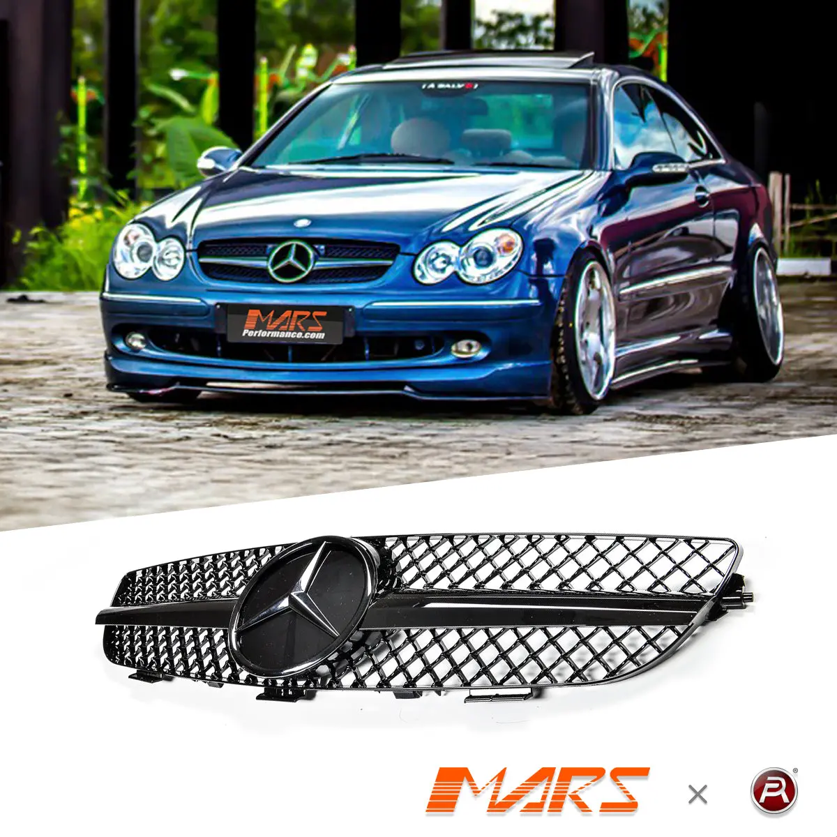 Gloss Black Sls Amg Style Front Grille Grill Bodykit For Mercedes-Benz Clk W209 C209 2002-2009 1
