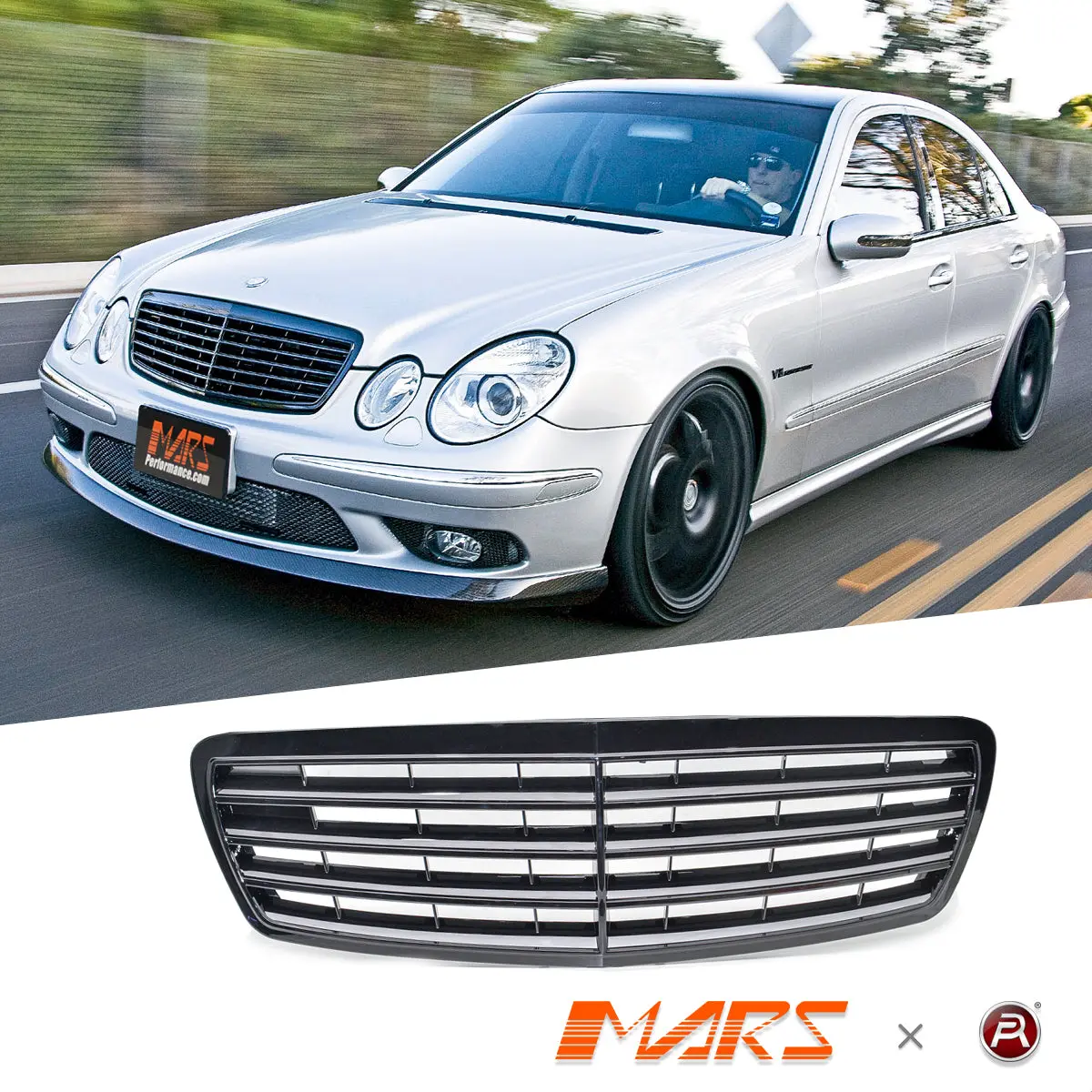 Gloss Black Amg E63 Style Front Bumper Bar Grill Grille Bodykit For Mercedes-Benz E-Class W211 2003-2006 & E55 Amg 1