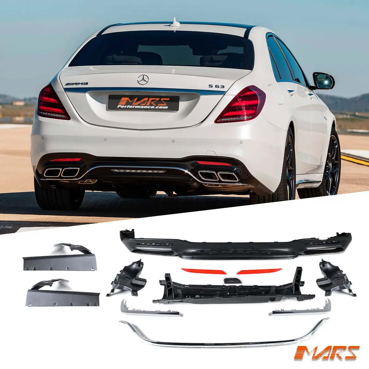 Amg S63 Style Rear Bumper Bar Diffuser Bodykit For Mercedes-Benz S-Class W222 X222 V222 Sedan 2018-2020 1