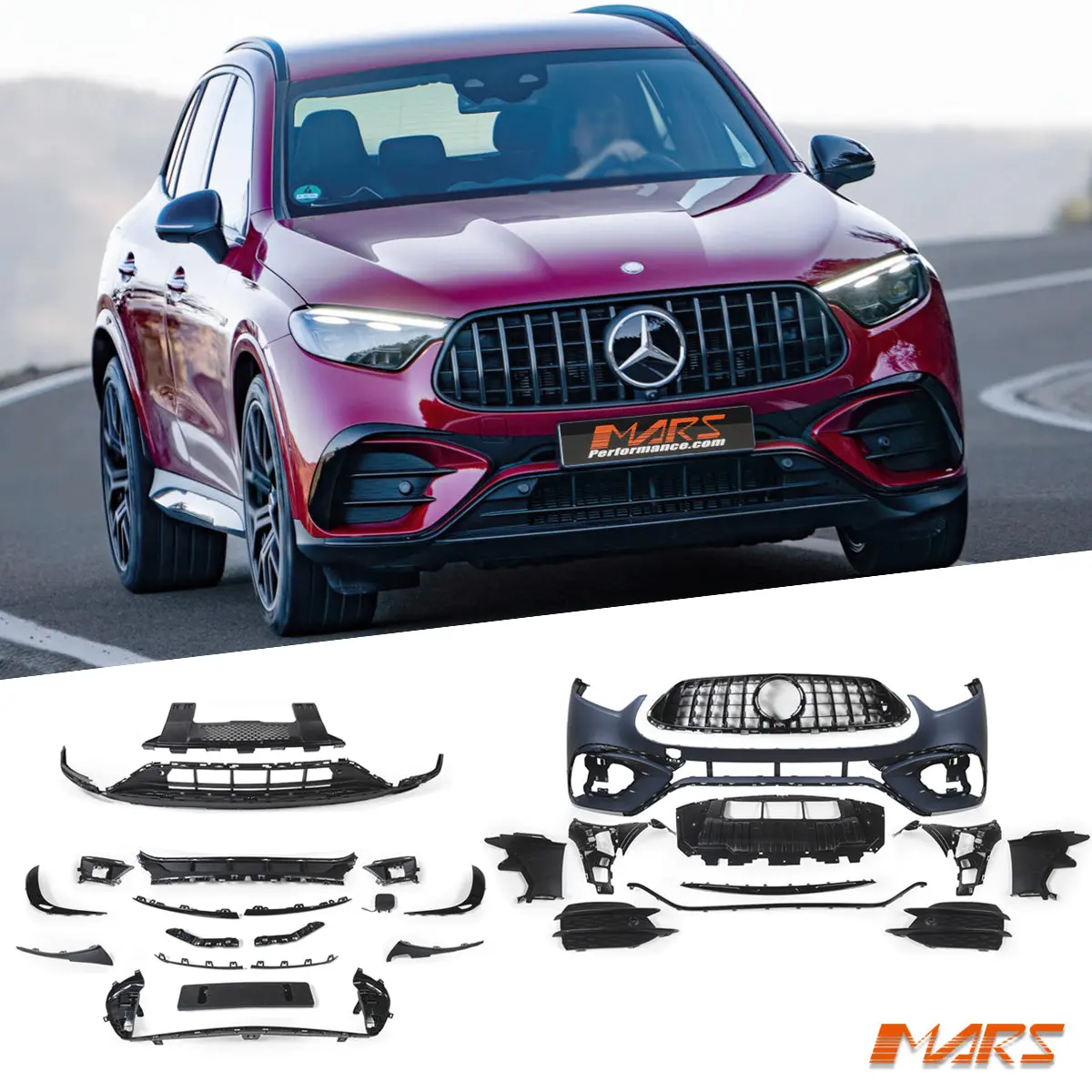 Front Bumper Bar Bodykit & Grill For Mercedes-Benz Glc-Class X254 C254 2023-2026 & Glc43 Glc63 Amg 1