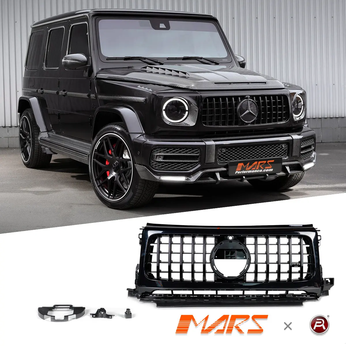 Gloss Black Front Bumper Grill Grille Bodykit For Mercedes-Benz G-Class W464 W463a G63 Amg 2019-2023 1