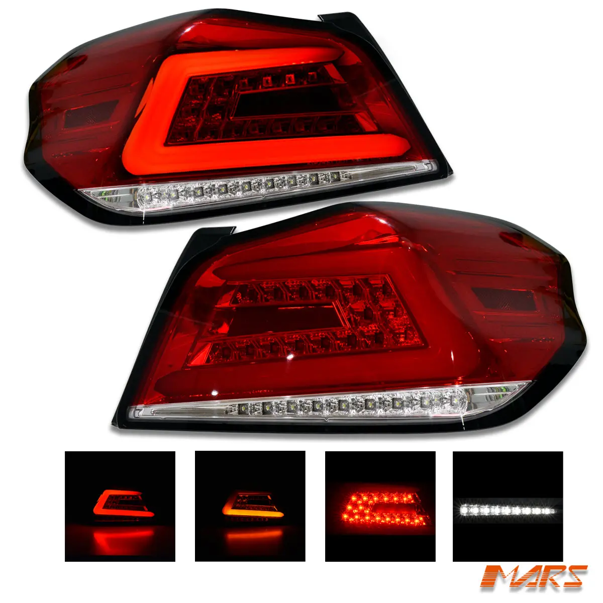Clear Red Led 3D Stripe Bar Tail Lights With Sequential Indicators For Subaru Wrx & Sti 2014-2021 1