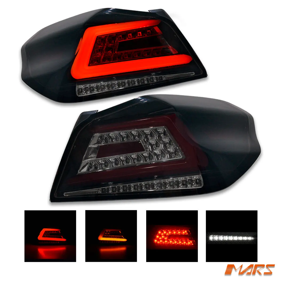 Smoked Tail Lights With Led Red 3D Stripe Bar & Sequential Indicators For Subaru Wrx & Sti 2014-2021 1
