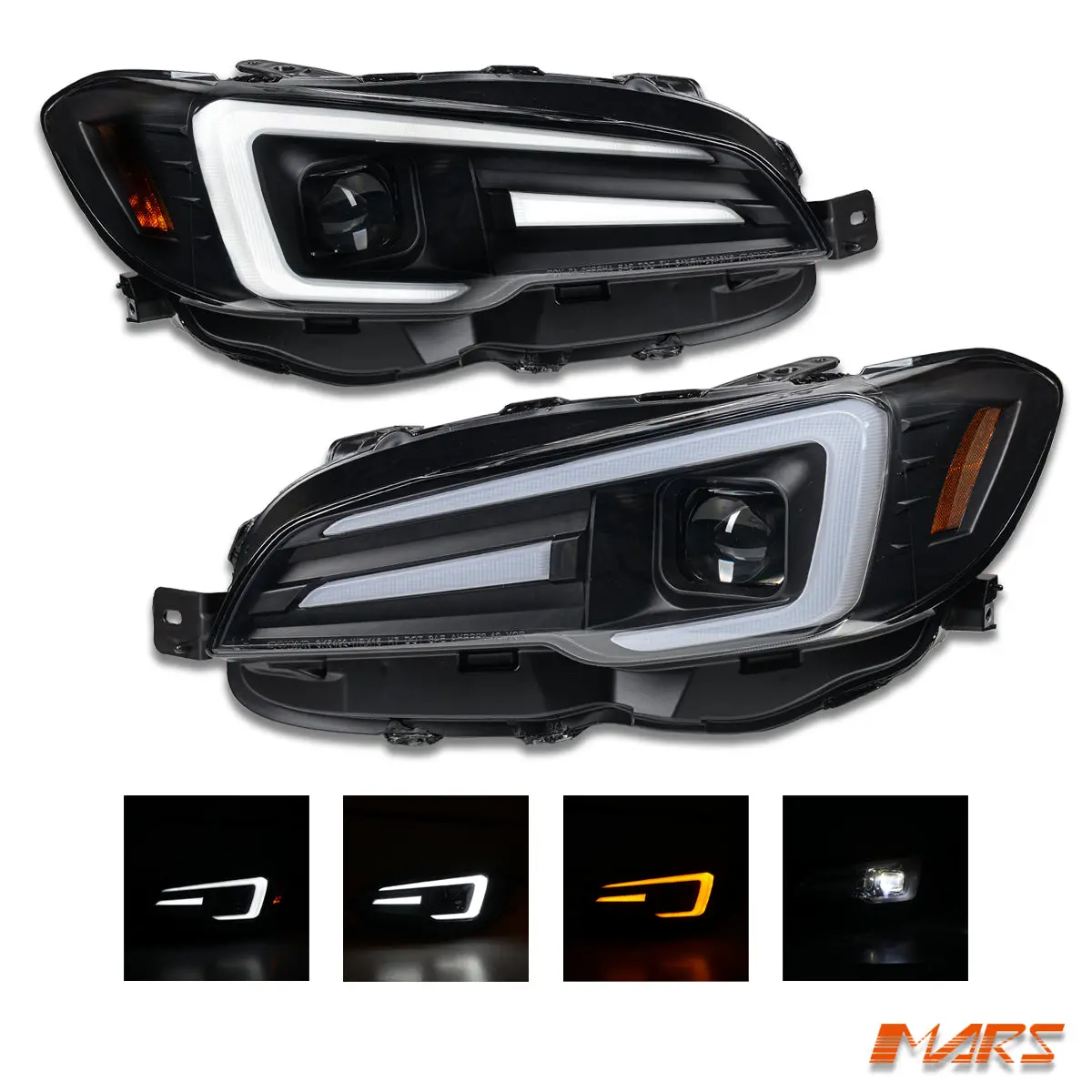 Black Full Led Drl & Sequential Indicator Head Lights For Subaru Wrx & Sti Va 2015-2021 1