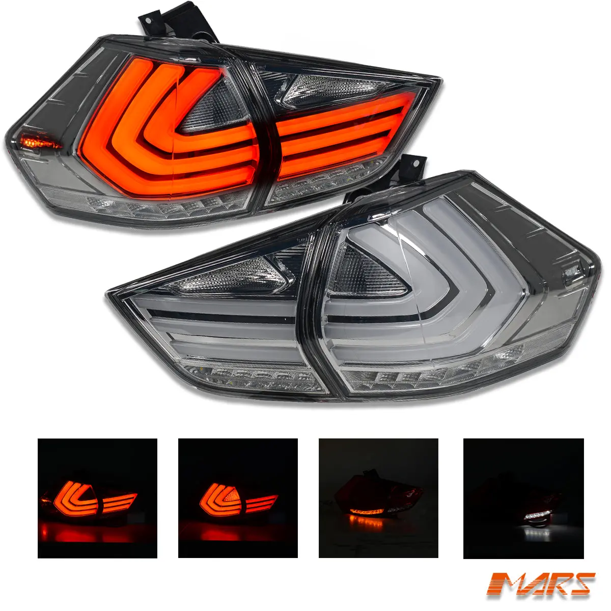 Full Smoked 3D Stripe Bar Full Led Tail Lights For Nissan X-Trail T32 Series 1 2014-2017 1
