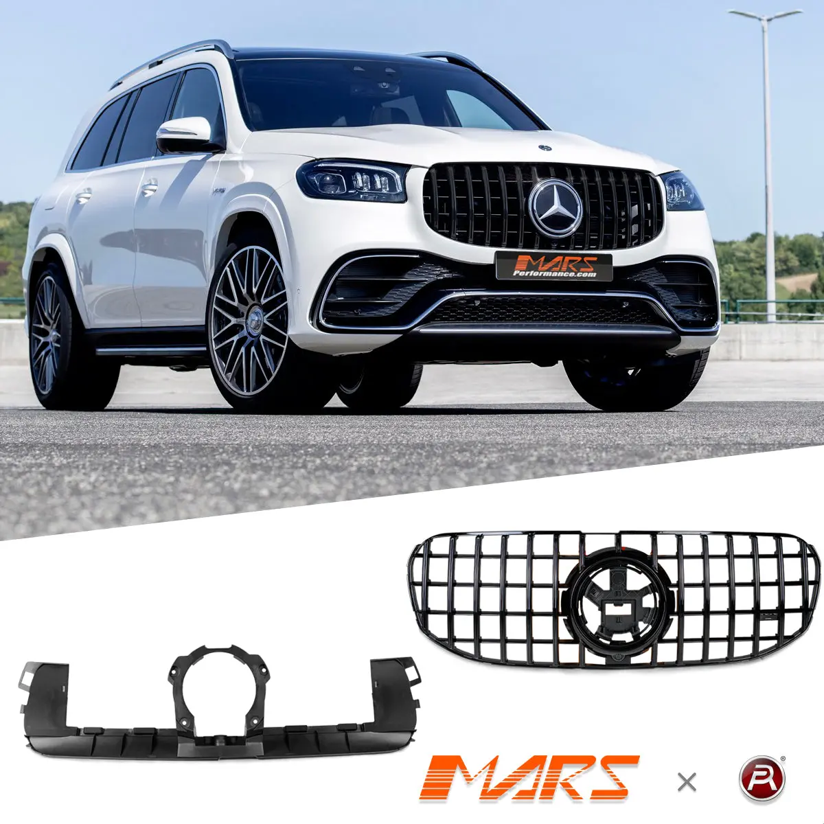 Gloss Black Panamericana Front Bumper Bar Grill Grille Bodykit For Mercedes-Benz Gls Class X167 2019-2023 1