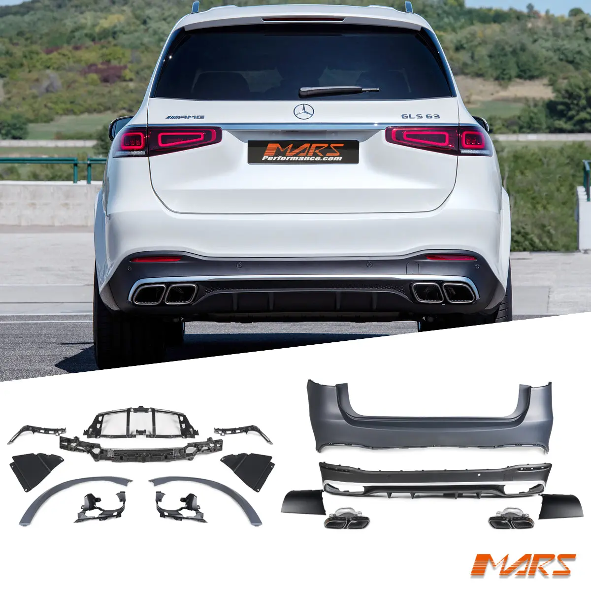 Gls63 Style Rear Bumper Bar Bodykit & Diffuser With Exhaust Tips For Mercedes-Benz Gls Class X167 2019-25 1