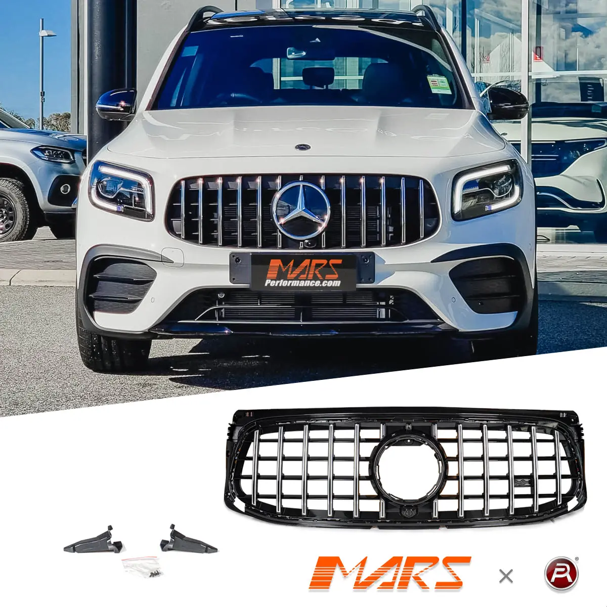 Glb35 Panamericana Style Front Grille Grill Bodykit For Mercedes-Benz Glb-Class X247 2020-2023 With Amg Sport Bumper Bar 1