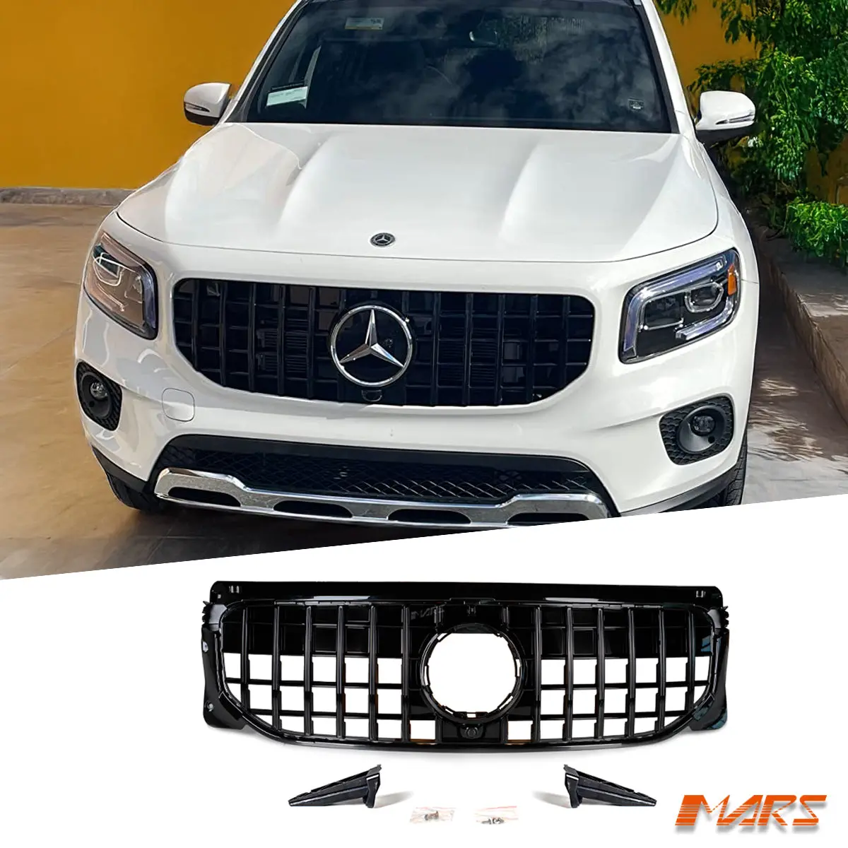 Black Glb35 Panamericana Style Front Grille Grill Bodykit For Mercedes-Benz Glb-Class X247 -No Amg Sport Bumper Bar 2020-2023 1