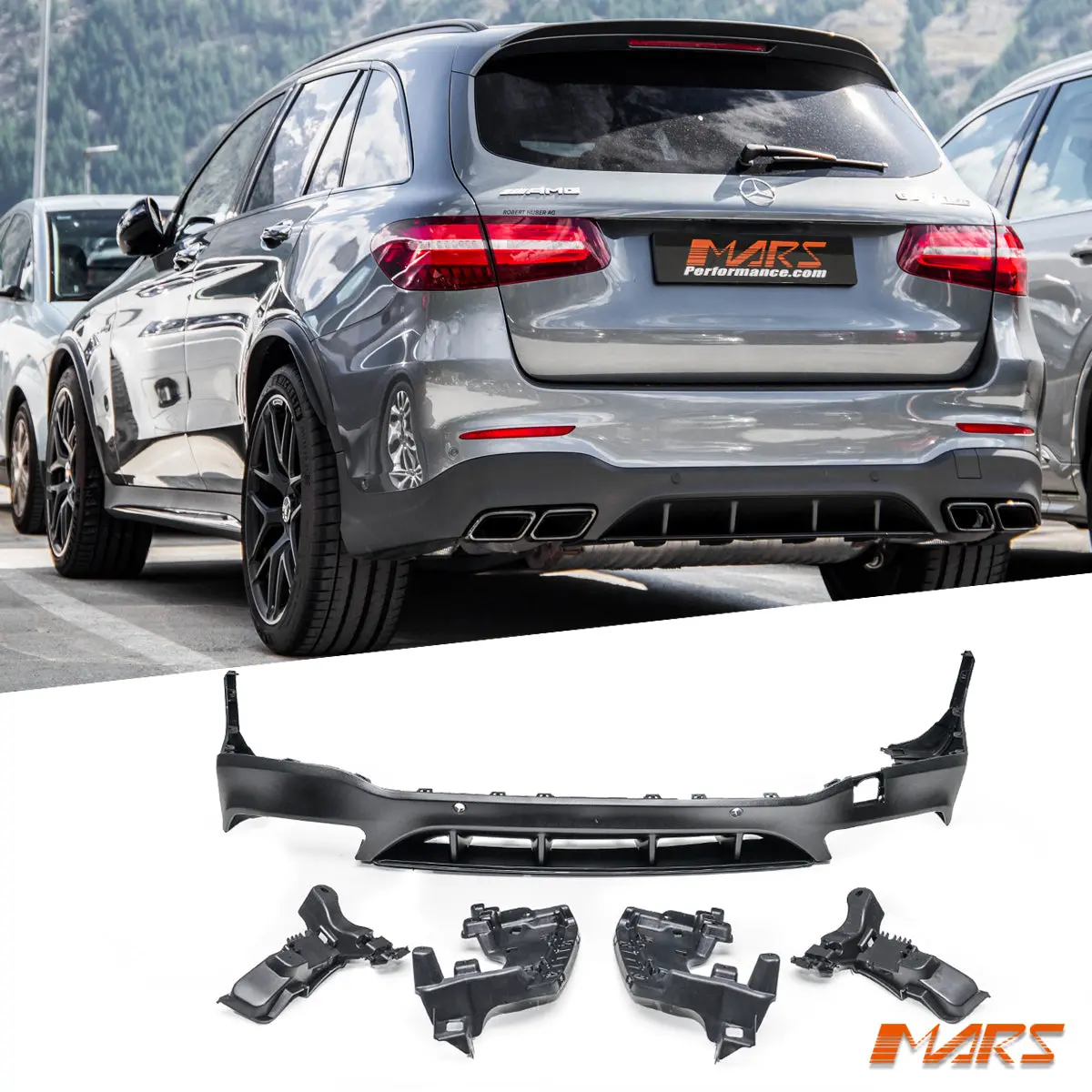 Rear Bumper Bar Diffuser Bodykit For Mercedes-Benz Glc-Class X253 Wagon 2015-2019 & Glc43 Glc63 Amg 1