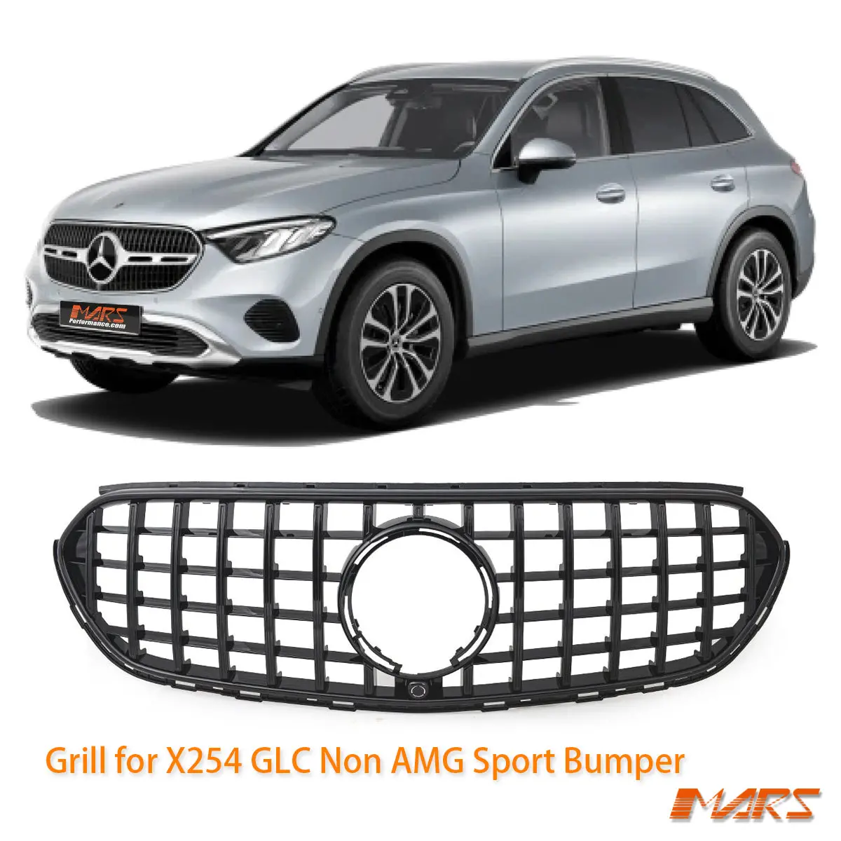 (For X254 Non Amg Sport Bumper Bar) Gloss Black Panamericana Glc63 Style Front Grille Grill Bodykit For Mercedes-Benz Glc-Class 2023+ 1