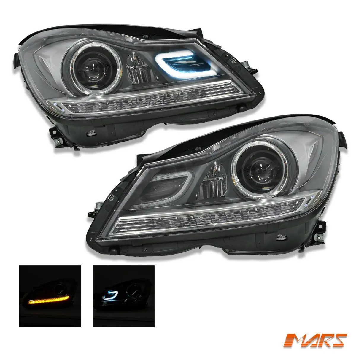 Amg C63 Style Full Led Projector & Drl Head Lights For Mercede-Benz C-Class W204 C204 11-14 1
