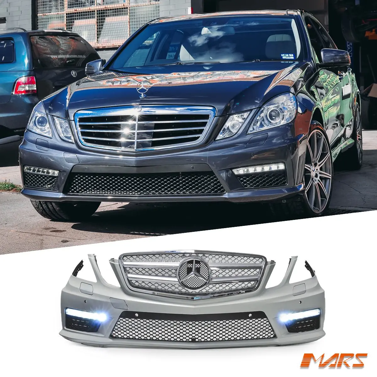 Amg E63 Style Front Bumper Bar Bodykit & Drl Lights For Mercedes-Benz E-Class W212 Sedan & Wagon 2009-2013 1