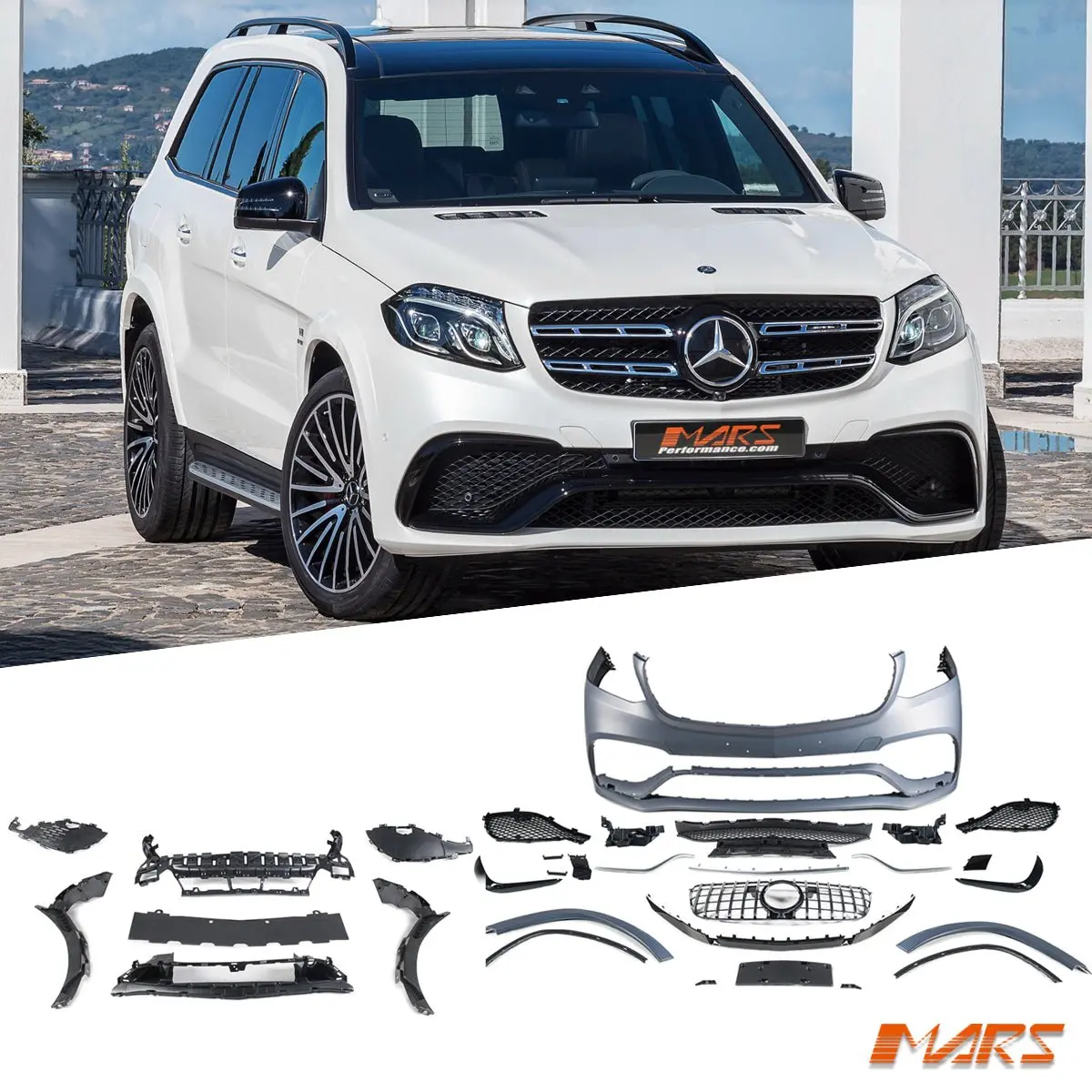 Amg Gls63 Style Front Bumper Bar Bodykit & Grill For Mercedes-Benz Gls Class X166 2016-2019 1
