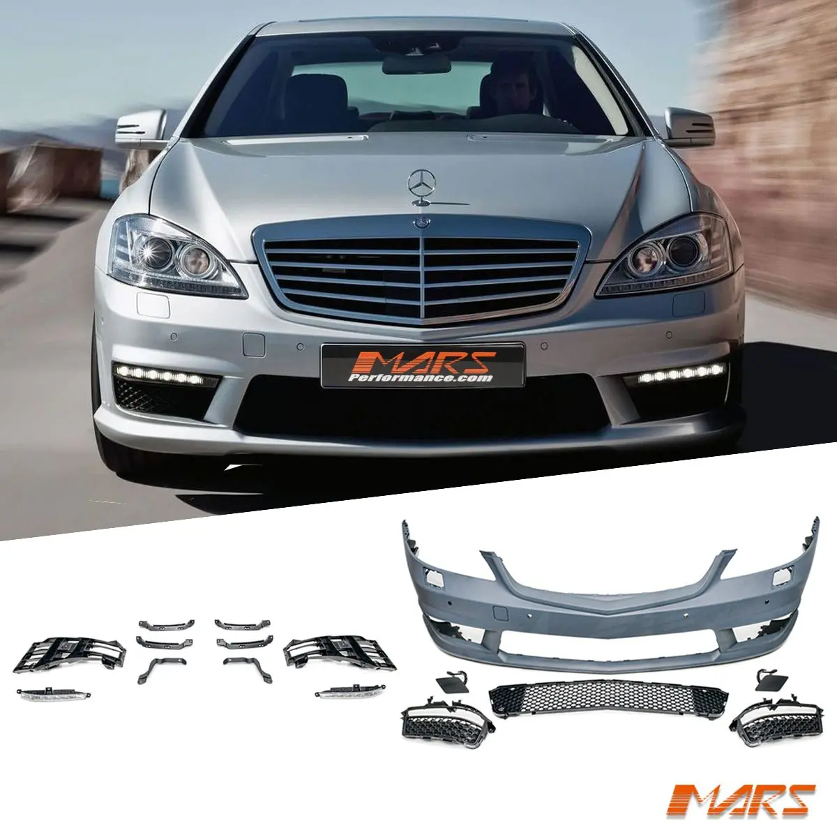 Amg Style Front Bumper Bar Bodykit & Drl Lights For Mercedes-Benz S-Class W221 & S63 S65 2006-2013 1