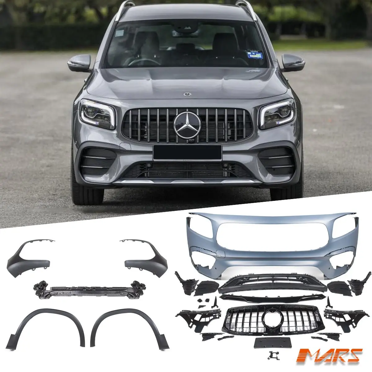 Amg Style Front Bumper Bar Bodykit & Grille Grill For Mercedes-Benz Glb-Class X247 & Glb35 2019-2023 1