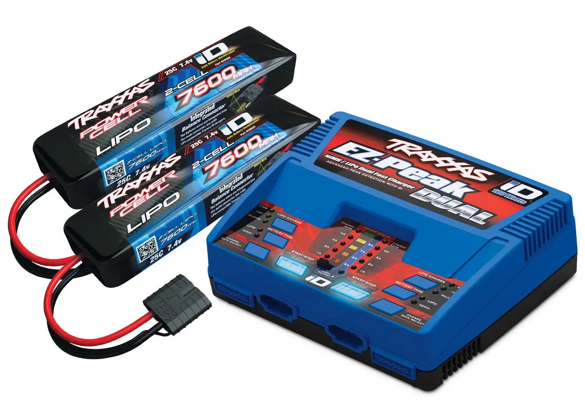 Traxxas 2991 - Battery/Charger Completer Pack (Includes #2972 Dual IdãÂ® Charger (1), #2869X 7600Mah 7.4V 2-Cell 25C Lipo Battery (2)) 1