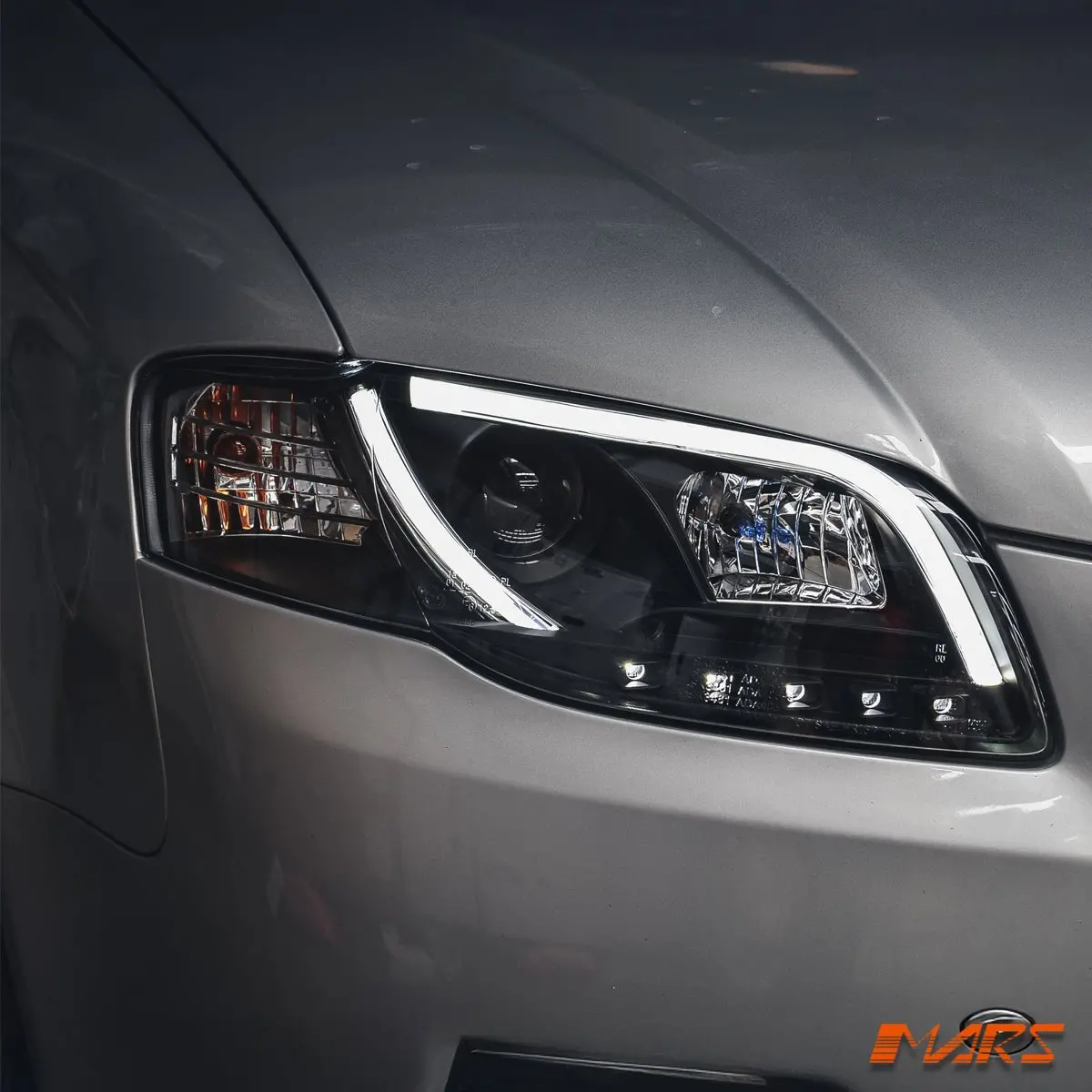 Black 3D Day-Time Led Stripe Drl Projector Head Lights For Audi A4 S4 Rs4 B7 2005-2008 1