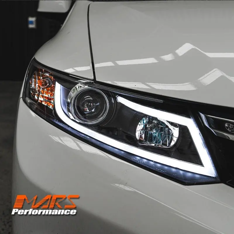 Black 3D Drl Stripe Bar Projector Head Lights For Honda Civic 9Th Gen Fb Sedan 2012-2016 1