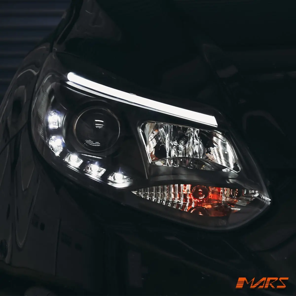 Black 3D Led Drl Day-Time Style Projector Head Lights For Ford Focus Lw 2012-2015 1