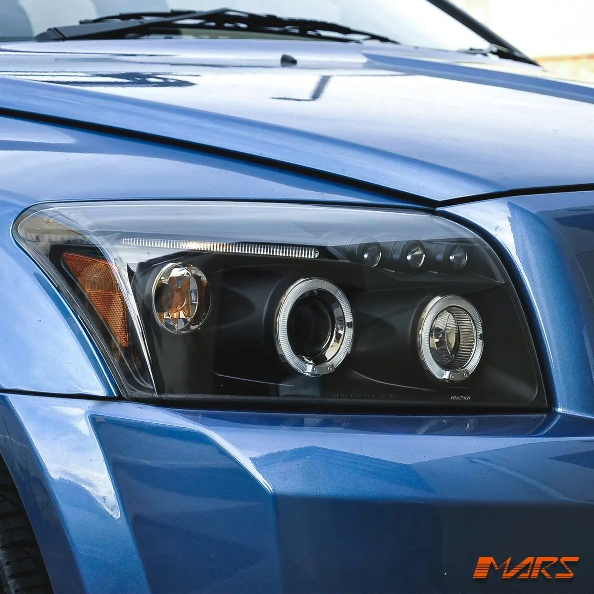 Black Angel-Eyes Halo Projector Head Lights For Dodge Caliber 2006-2012 1