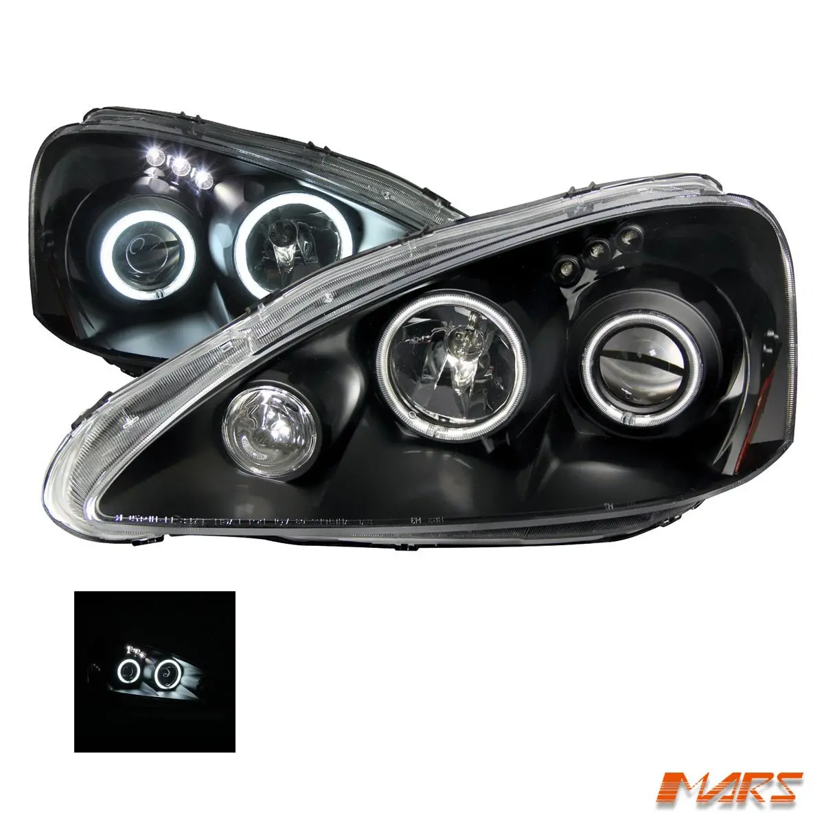 Black Ccfl Angel-Eyes Halo Projector Head Lights For Honda Integra Dc5 2004-2006 1