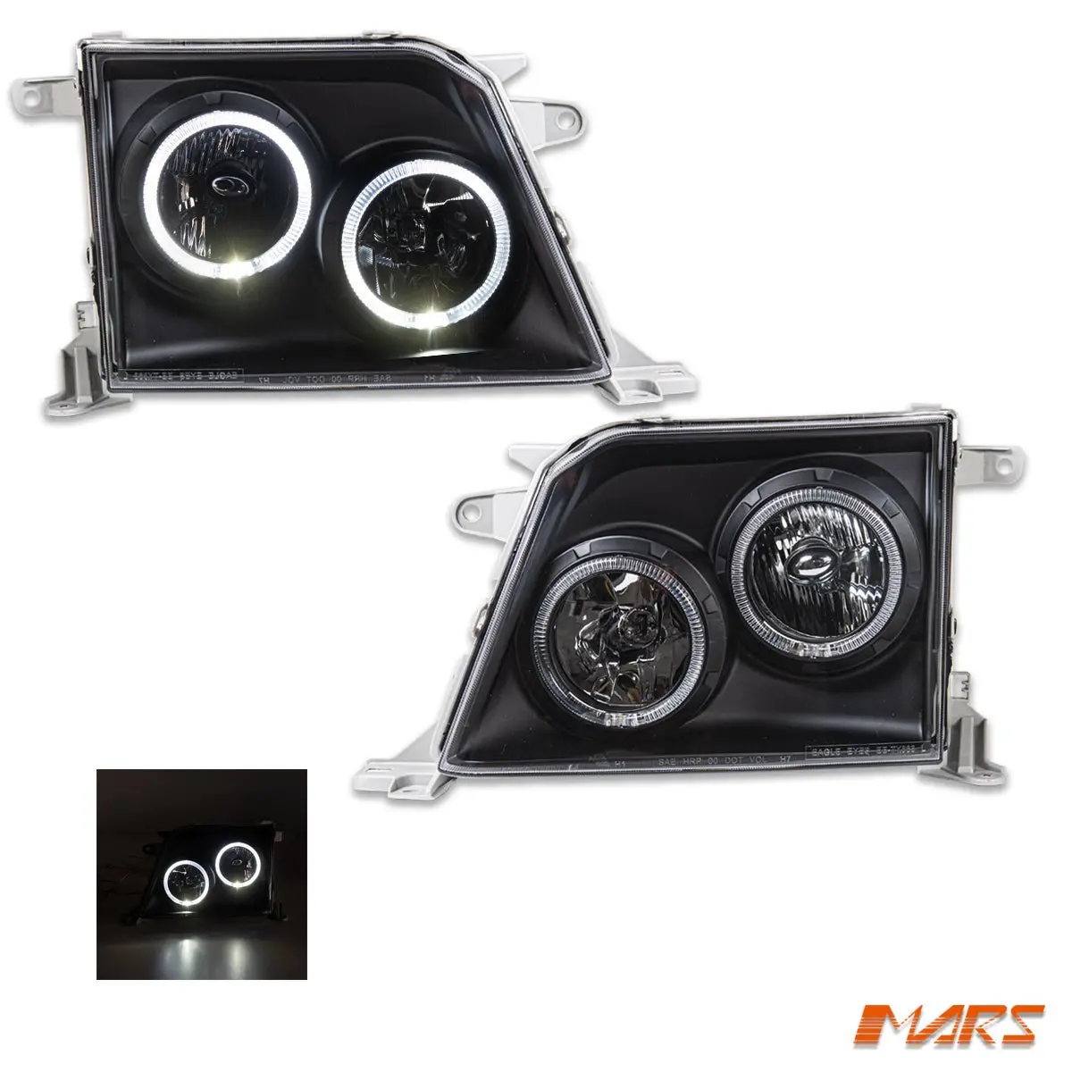 Black Angel Eyes Head Lights For Toyota Landcruiser Prado Fj90 Lc90 1997-2002 1
