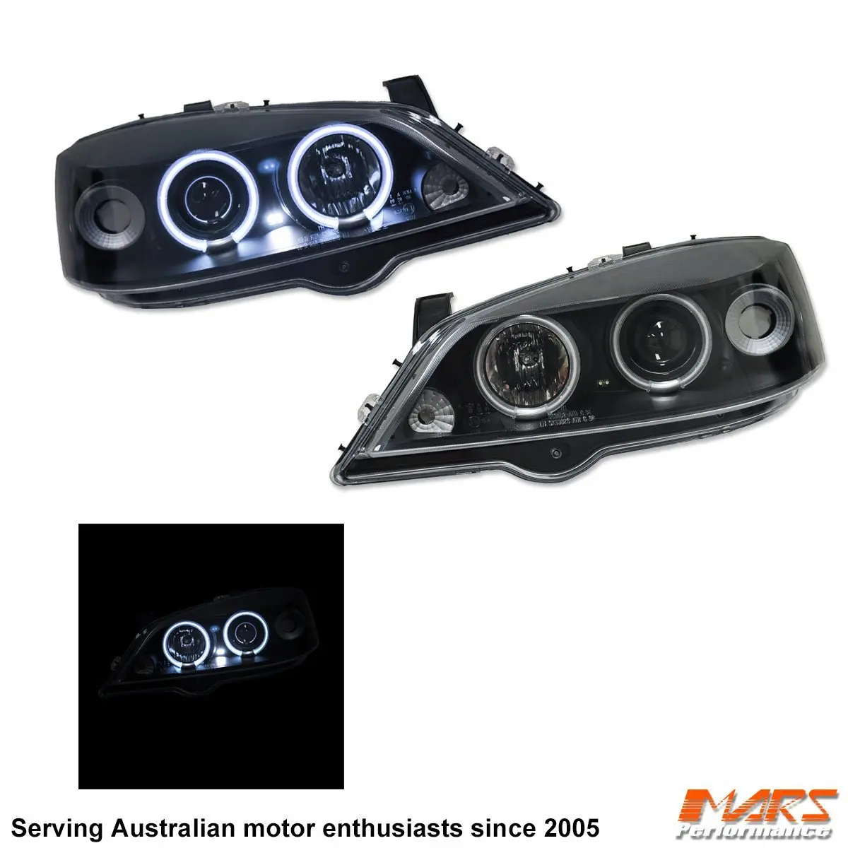 Black Ccfl Angel-Eyes Projector Head Lights For Holden Astra G 1998-2004 Sedan & Hatch 1