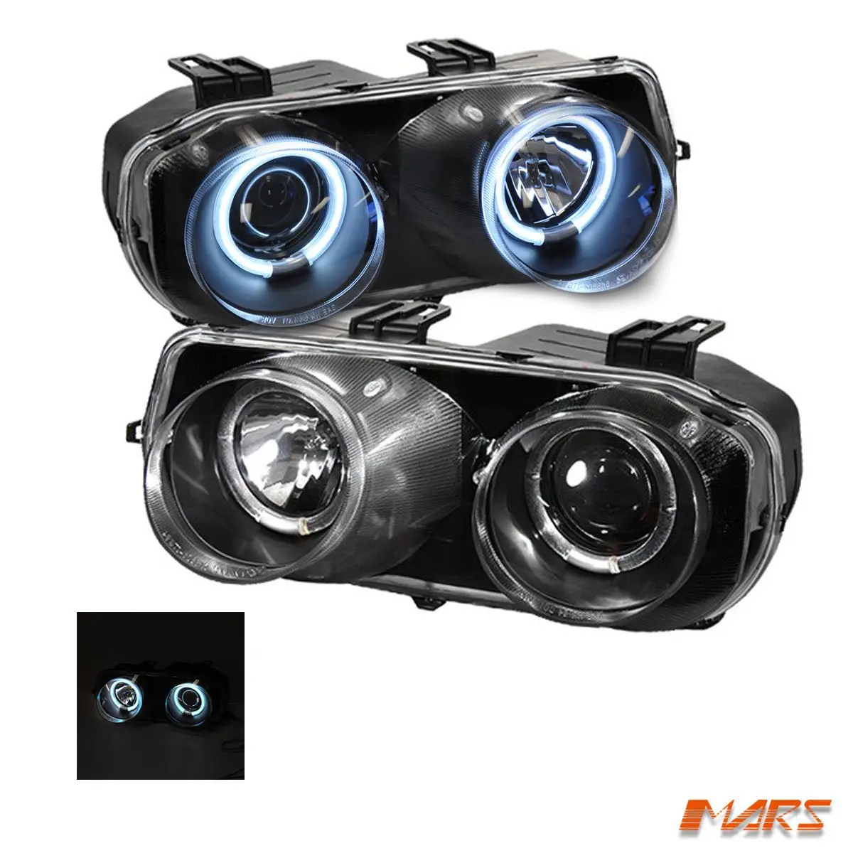 Black Ccfl Angel-Eyes Projector Head Lights For Honda Integra Dc2 1993-1997 1