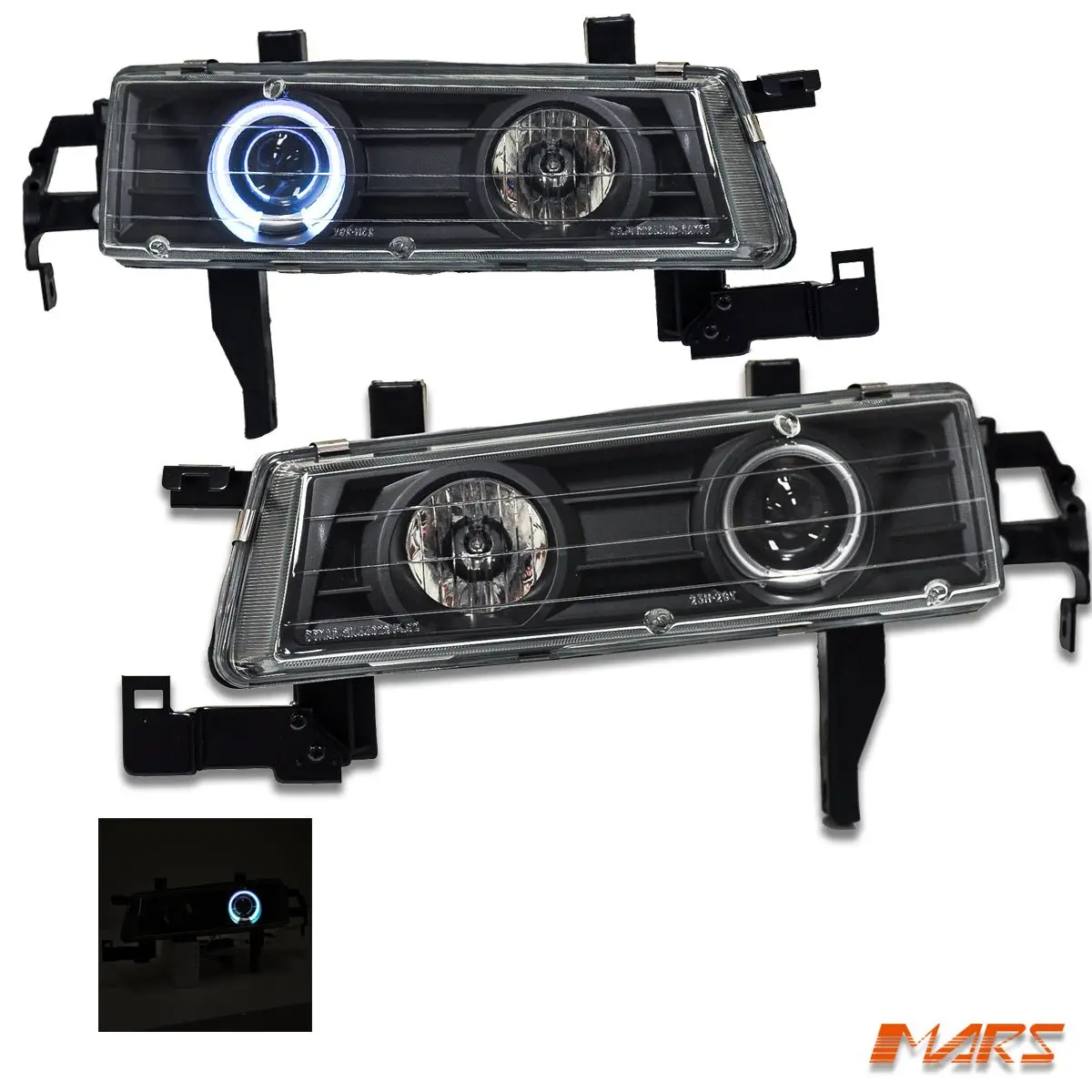 Black Ccfl Angel-Eyes Projector Head Lights For Honda Prelude 1992-1996 1
