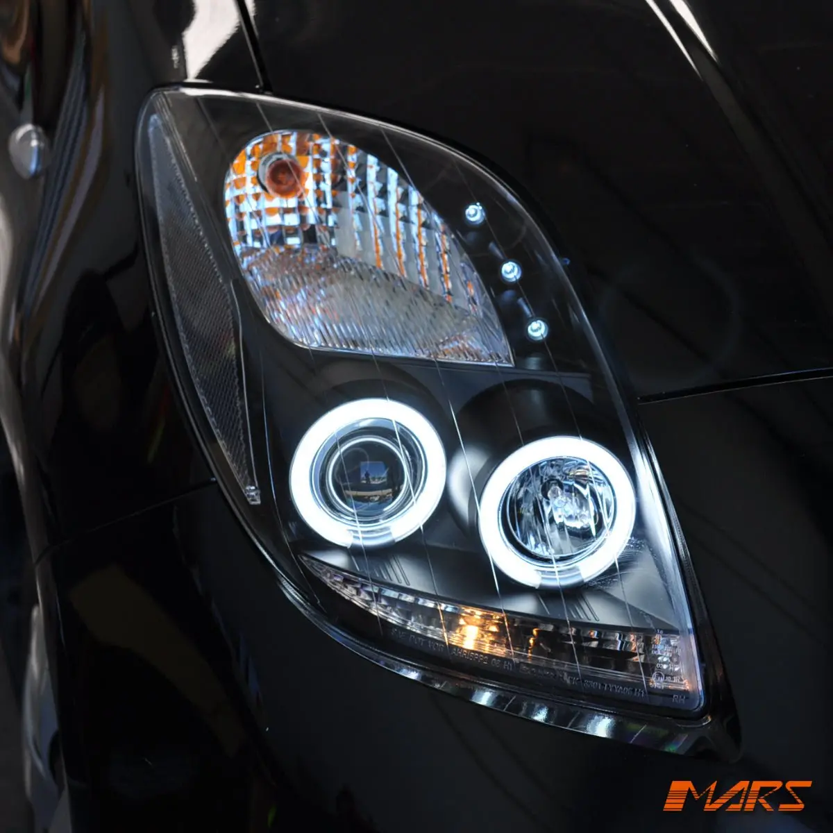Black Ccfl Angel Eyes Projector Head Lights For Toyota Yaris 2005-2008 Hatch 1