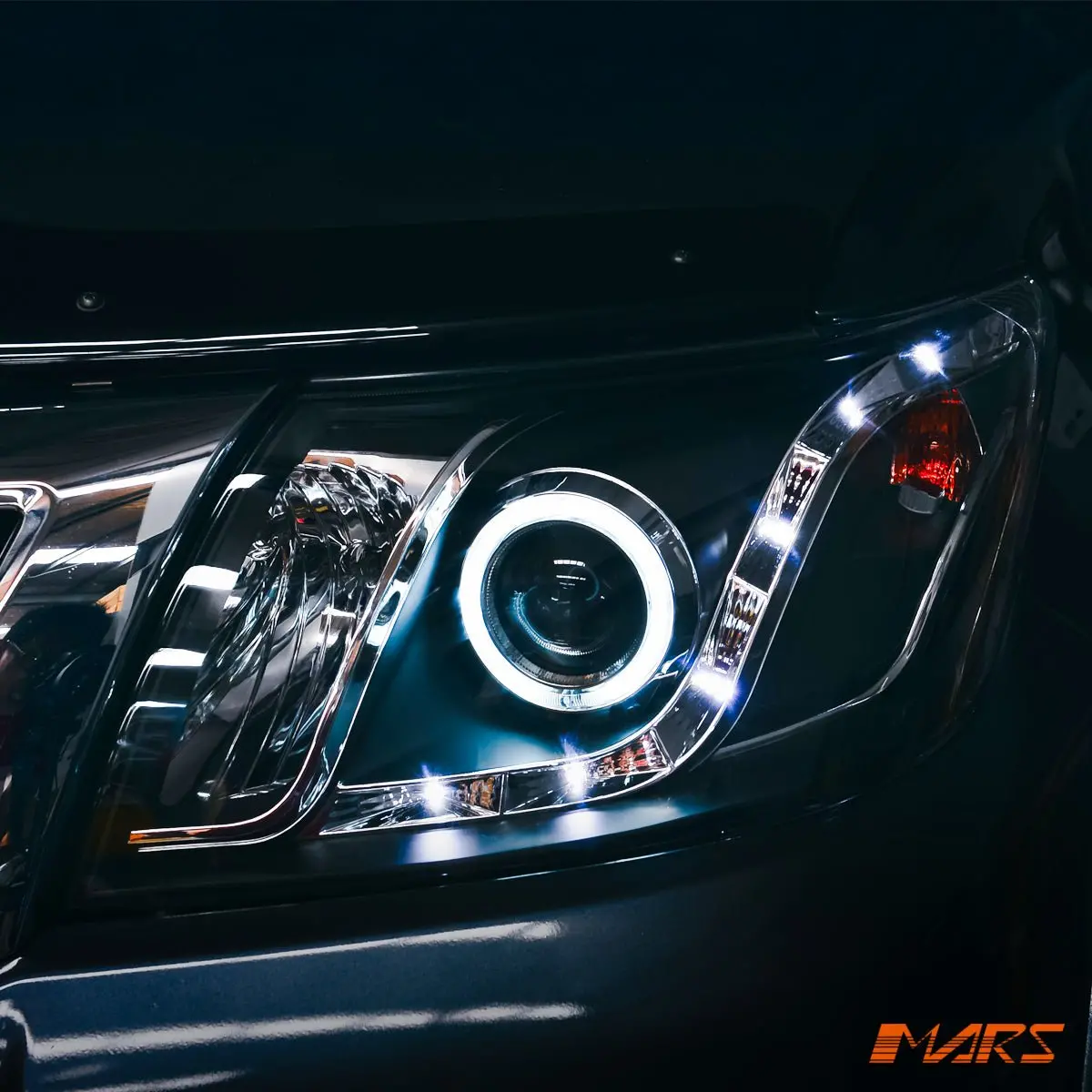 Black Drl Led & Ccfl Angel Eyes Projector Head Lights For Toyota Hilux 2011-2015 Vigo Ks Ute Pick Up 1