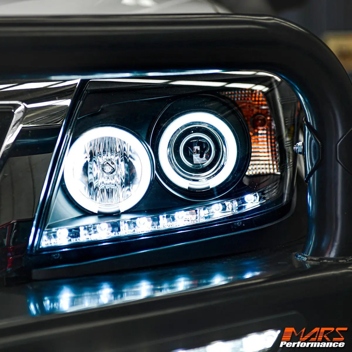 Black Drl Led & Ccfl Angel Eyes Projector Head Lights For Toyota Hilux Vigo 2011-2015 Sn 1