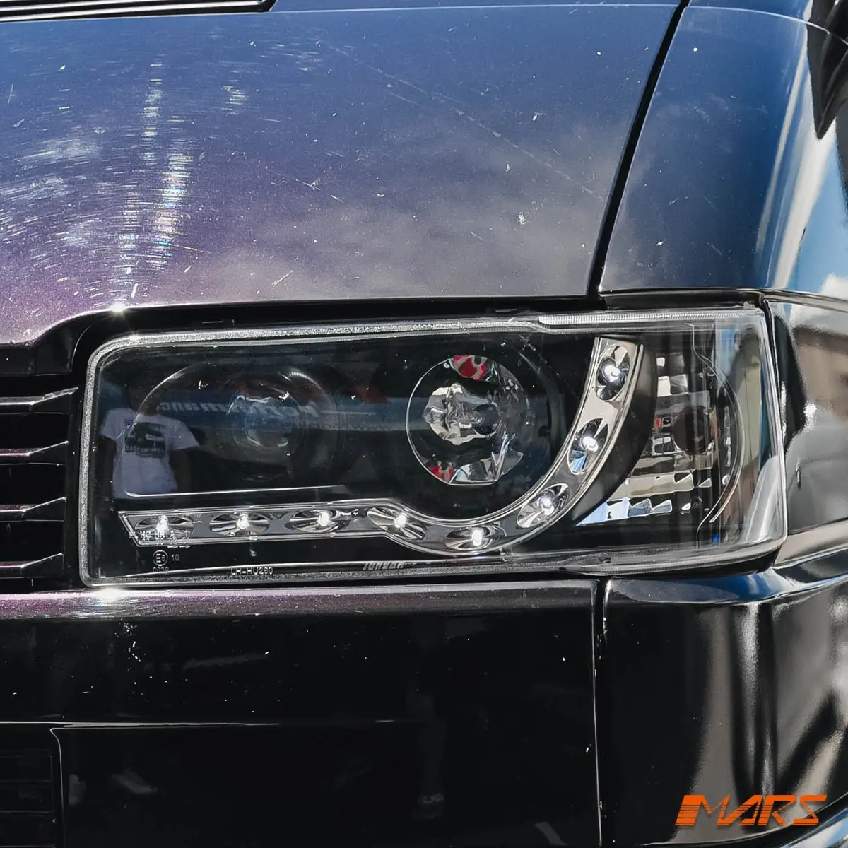 Black Drl Led Day Time Projector Head Lights For Volkswagen Vw Transporter T4 Van 1994-2003 1