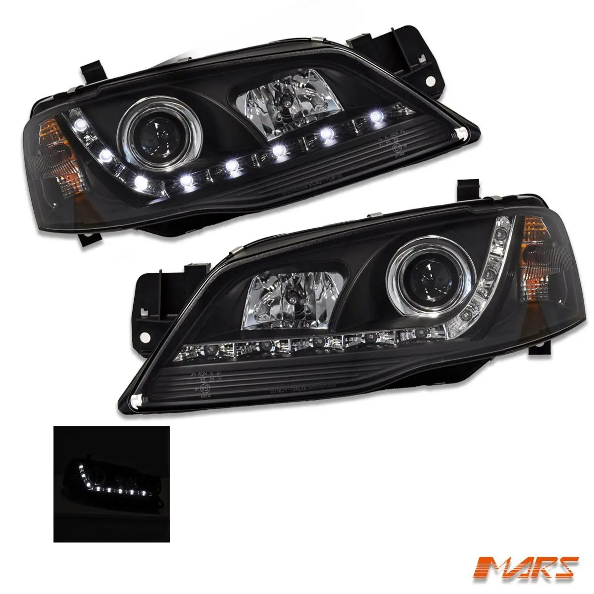 Black Drl Led Head Lights For Ford Falcon Fairmont Bf Series 2 Sedan Ute 2005-2008, Non Xr 1