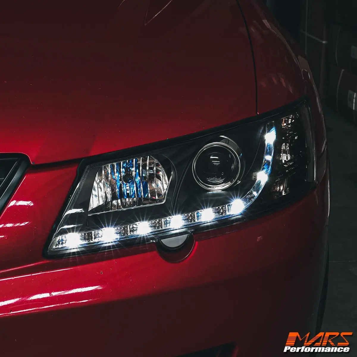 Black Drl Led Projector Head Lights For Holden & Hsv Commodore Vy 1