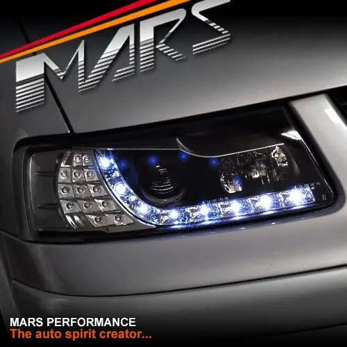 Black Drl Led Projector Head Lights With Led Indicators For Volkswagen Vw Passat 1997-2000 1