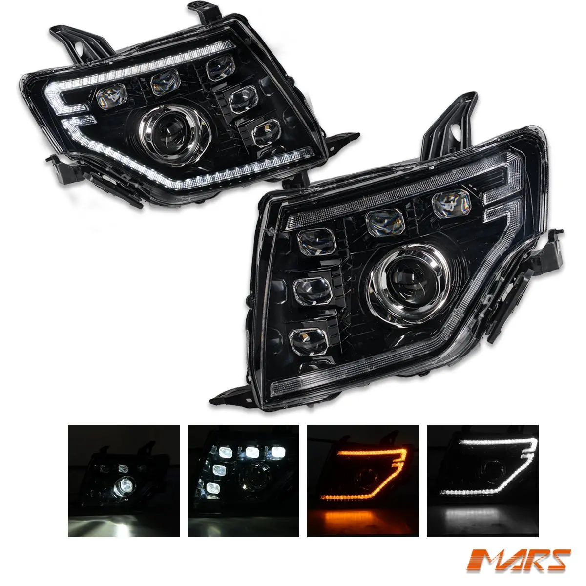 Black Drl Style Full Led Projector Sequential Indicator Head Lights For Mitsubishi Pajero Ns Nt Nw Nx 2007-2021 1