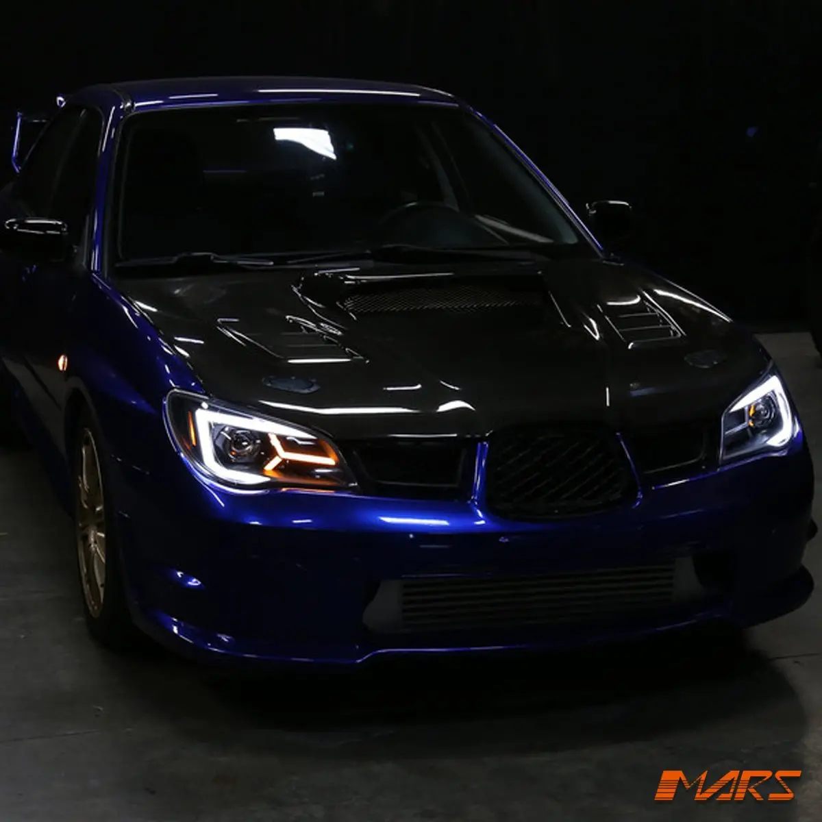 Black Dual Beam Projector Head Lights With Led Sequential Indicators For Subaru Impreza 2005-2007 1
