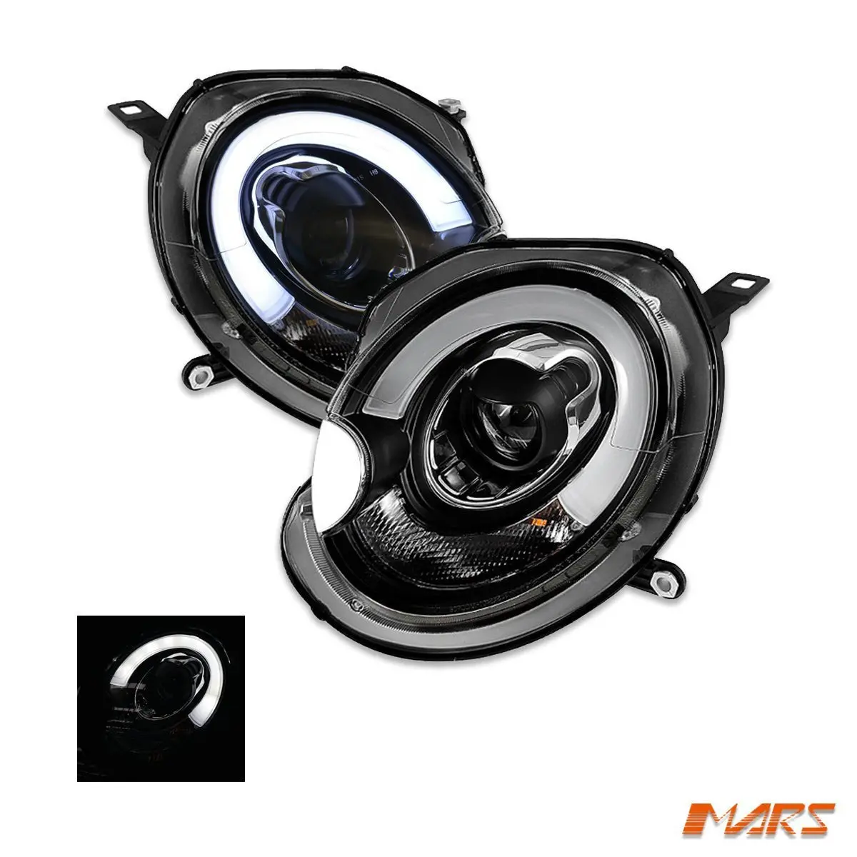 Black F56 Style 3D Led Bar Drl Dual Beam Projector Head Lights For Mini Cooper R55 R56 R57 R58 R59 2007-2013 (Replace Factory Halogen Model) 1
