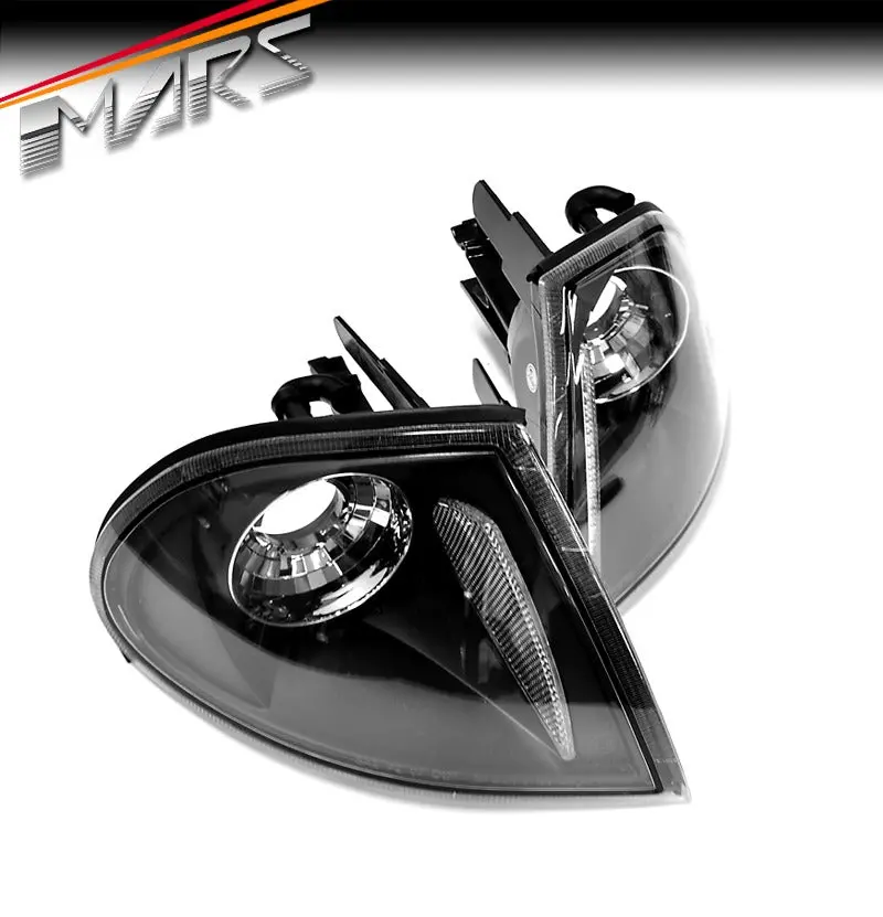Black Front Bumper Bar Corner Turn Signal Indicator Lights For Bmw E46 Sedan 1998-2001 Pre Update 1