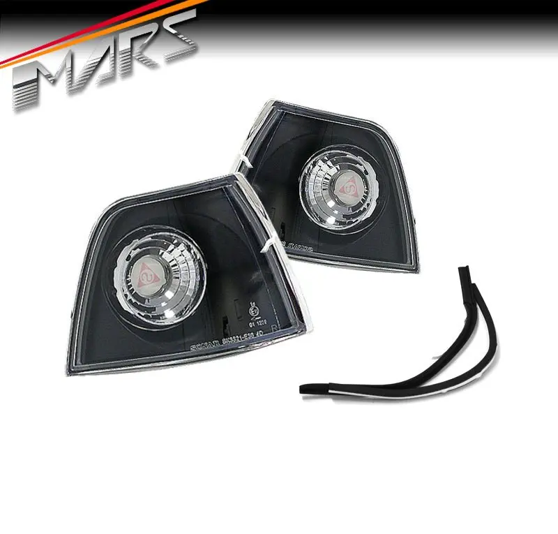 Black Front Bumper Bar Turn Signal Indicator Corner Lights For Bmw E36 3-Series 4 Doors Sedan 1991-1998 1