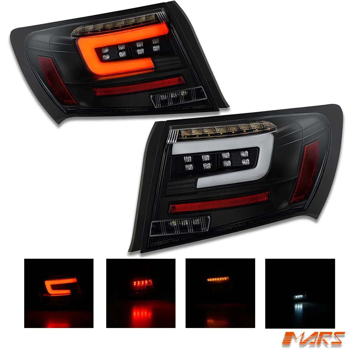 Black Full Led 3D Stripe Bar Tail Lights With Sequential Indicators For Subaru Impreza Sedan 2007-2013 & Wrx / Sti 1