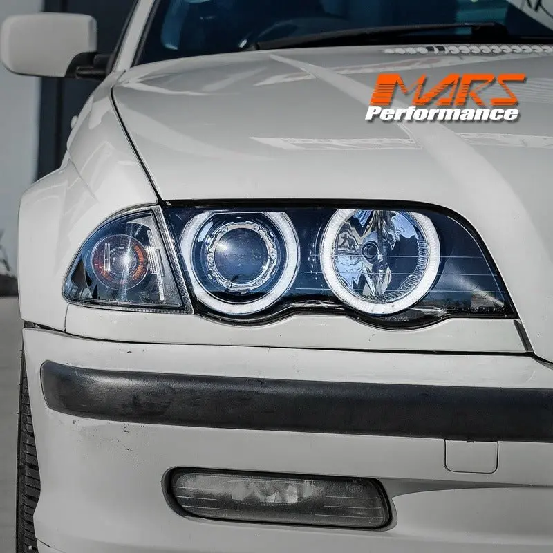 Black High Power Led Angel-Eyes Projector Head Lights For Bmw 3-Series E46 Sedan & Wagon Pre Lci 1998-2001 1
